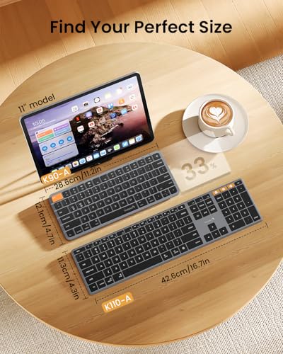 ProtoArc K90-A Backlit Bluetooth Keyboard for Mac/iPad, Space Gray | Compact Wireless Mac Keyboard, 78-Key, No Numpad, 3-Level White Led Backlight, Multi-Device, Low-Profile, Rechargeable - color: Space Gray