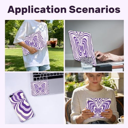 3Pcs Laptop Skin Sticker Decal Purple Butterfly PVC Laptop Sticker Fits for 12-16 Inch Notebook Waterproof Scratch Proof Universal Notebook PC Personalized Protector Gift - style: radioactive butterfly