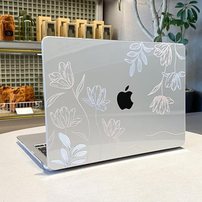 MEEgoodo Compatible with MacBook Pro 14 inch Case (M5/M4/M3/M2/M1) Pro/Max 2026 2025 2024 2023 2021, Case Fit Model A3427/A3426/A3434/A3112/A3401/A3185/A2918/A2992/A2779/A2442, Engraving Floral - color: Engraving Floral