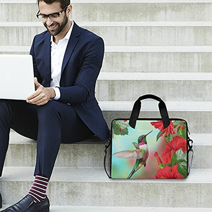 Spring Bird Hummingbird Laptop Bag Case 13 14 15.6 inch Laptop Messenger Bag Crossbody Briefcase for Men Women with Shoulder Strap Handle - color: Multi03