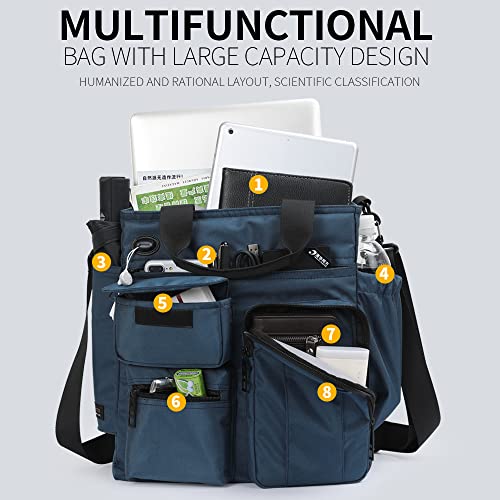 IX INOXTO Mens Messenger Bag Laptop Shoulder Bag Computer Work Office Bag Waterproof Briefcases for Travel Work - color: Blue