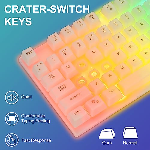 CHONCHOW LED Keyboard and Mouse, 104 Keys Rainbow Backlit Keyboard and 7 Color RGB Mouse, White Gaming Keyboard and Mouse Combo for PC Laptop Xbox PS4 Gamers and Work - color: White