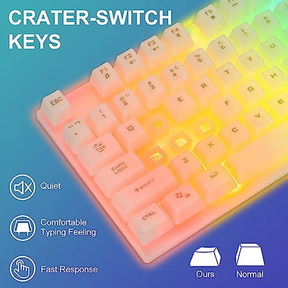 CHONCHOW LED Keyboard and Mouse, 104 Keys Rainbow Backlit Keyboard and 7 Color RGB Mouse, White Gaming Keyboard and Mouse Combo for PC Laptop Xbox PS4 Gamers and Work - color: White