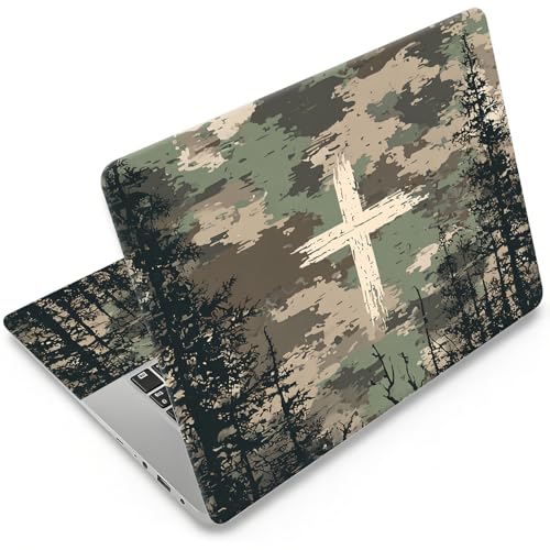 Laptop Skin 12.1-15.6 inch Removable Universal Reusable Laptop Sticker Decal,Waterproof No Residue Vinyl Cover,Scratch-Resistant Cuttable Full Wrap Sticker for Notebook, Christian Camouflage Cross - color: Christian Camouflage Cross