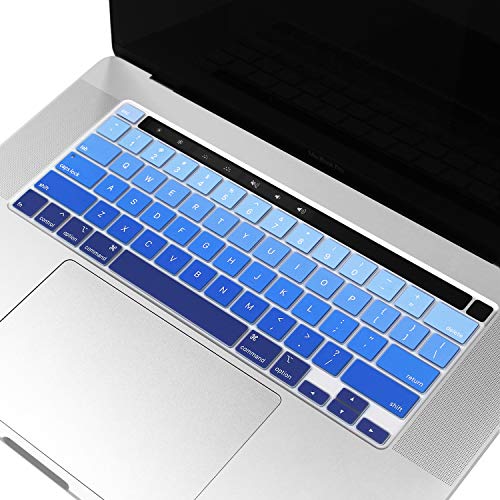 ProElife Keyboard Cover for MacBook Pro 13'' M2 M1 & 16'' A2141, Ombre Blue | U.S. Layout, Ultra-Thin (0.26 mm), Dust-Proof, Backlight Visible, Precision Molded, Soft-Touch Typing, Washable & Reusable