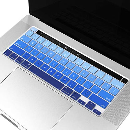 ProElife Keyboard Cover for MacBook Pro 13'' M2 M1 & 16'' A2141, Ombre Blue | U.S. Layout, Ultra-Thin (0.26 mm), Dust-Proof, Backlight Visible, Precision Molded, Soft-Touch Typing, Washable & Reusable