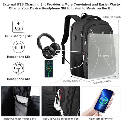 CAFELE TSA Friendly Flight Approved Business Backpack, Water-resistant Lightweight School Rucksack, Durable Large Weekender Bag Daypack (Grey, 17.3 Inch) - color: Grey