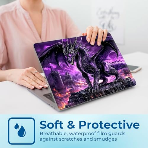 Reusable Universal Laptop Skin Sticker, Cut to Fit for 11.6–15.6 Inch Laptops, Waterproof Protective Film, No-Residue - Purple Dragon - color: Purple Dragon
