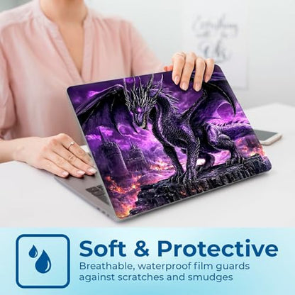 Reusable Universal Laptop Skin Sticker, Cut to Fit for 11.6–15.6 Inch Laptops, Waterproof Protective Film, No-Residue - Purple Dragon - color: Purple Dragon
