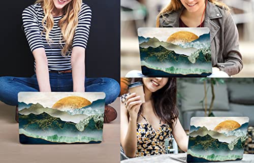 CISSOOK Compatible with MacBook Air 13 inch Case 2021 2020 2019 2018 | A2337 A2179 A1932, 4in1 Set Hard Shell Case Keyboard Cover Screen Protector for MacBook Air 13 inch M1, Mountain - color: Green golden mountains by sunset