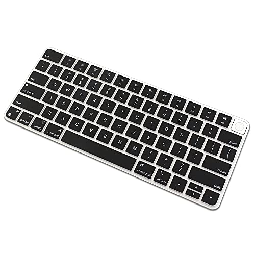 ProElife Keyboard Cover for Apple Magic Keyboard 3 with Touch ID A3118 | Black, Non-interference Design for ID Key, Dust-proof, Silicone Protective Skin, Precision Molded, Washable & Reusable - color: Black