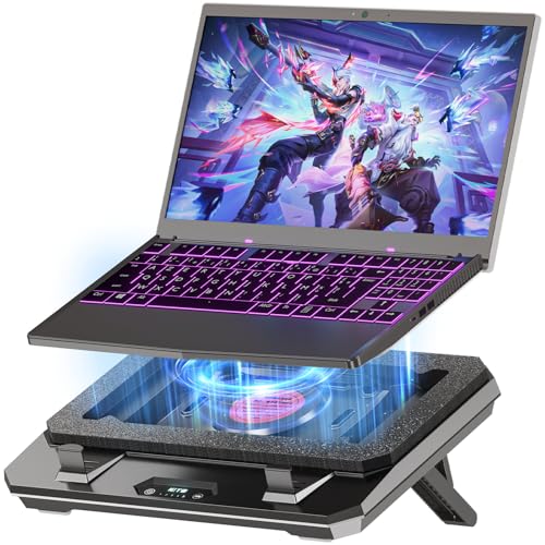IETS GT300 Upgraded Laptop Cooling Pad with Adjustable Stand, Turbo Boosted Cooler for Rapid Cooling 10-17inch Gaming Laptop, Flexible Sealing Ring，Featuring Air Filtration and USB Hub - color: GT300B1(Hub)