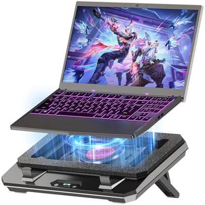 IETS GT300 Upgraded Laptop Cooling Pad with Adjustable Stand, Turbo Boosted Cooler for Rapid Cooling 10-17inch Gaming Laptop, Flexible Sealing Ring，Featuring Air Filtration and USB Hub - color: GT300B1(Hub)