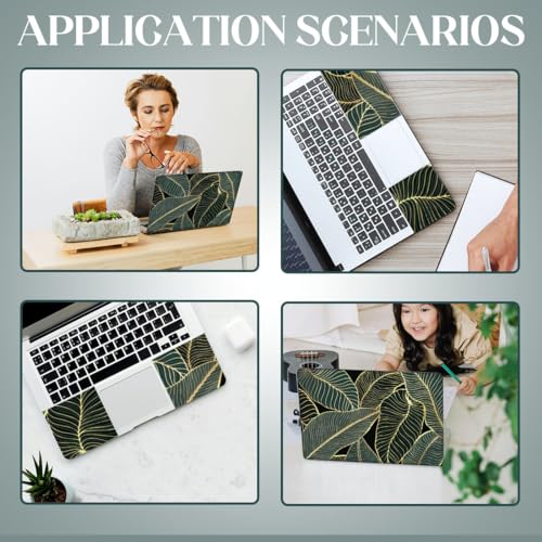SUPERDANT Laptop Notebook Skin Sticker Cover Decal Green Leaf Laptop Protector Notebook PC Computer Art Protector Universal Notebooks Art Decal Fits 12" 13" 13.3" 14" 15" 15.4" 15.6 inch Gold Green