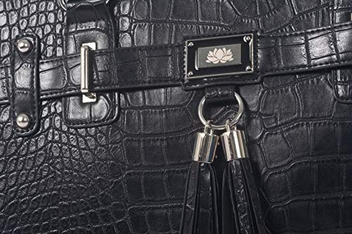 JKM & Company Rolling Laptop Bag for Women | Designer Wheeled Briefcase | Fits 13-17" Laptops | Office Travel Computer Case - color: Black Timeless