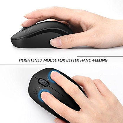 seenda Wireless Mouse for Laptop, 2.4G Noiseless Mouse with USB Receiver - Optical Tracking Portable Computer Mice for Chromebook, PC, Tablet, Windows System, 24 Months Battery Life - Black - color: Black