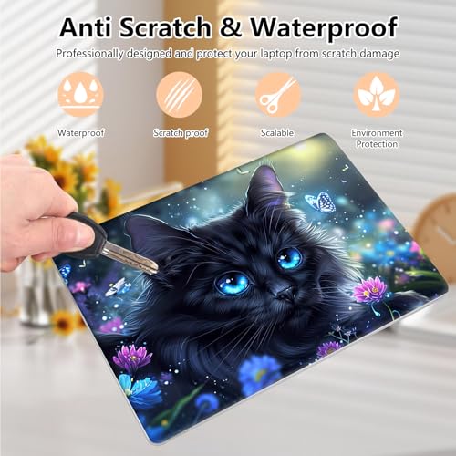 Laptop Skin Sticker Decal 15.6 Inch,12 13 13.3 14 15 15.6 in Laptop Netbook Skins for Notebook,Art Decal Removable Waterproof Scratch Resistant,Universal Vinyl Cover,Black Cat Flower - color: Black Cat Flower