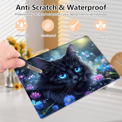 Laptop Skin Sticker Decal 15.6 Inch,12 13 13.3 14 15 15.6 in Laptop Netbook Skins for Notebook,Art Decal Removable Waterproof Scratch Resistant,Universal Vinyl Cover,Black Cat Flower - color: Black Cat Flower