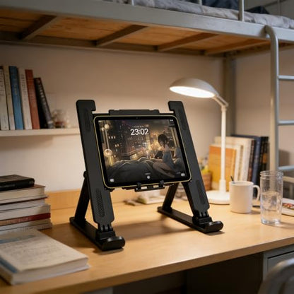 Adjustable Laptop Stand with Fan, Foldable Desktop Mount for Notebook or Tablet, Black - color: Black