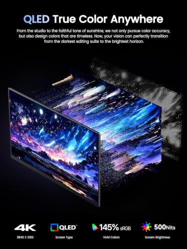 UPERFECT Portable Monitor 4K 120HZ QLED 17.3" | 0.1ms Gaming Monitor, 500 Nits | 3840 * 2160 UHD |100% DCI-P3 | USB-C & HDMI | VESA & Stand | Travel Screen for Laptop, Computer, Game Consoles - size: 17.3"