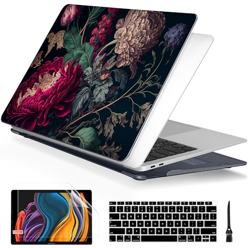 Batianda LumiArt Case for MacBook Air 13" M1 Chip, Renaissance Floral | Fits Model A2337/A2179/A1932, 2018-2020; 1.2mm Slim Lightweight Hard Shell Cover, Scratch Resistant,4-in-1 Accessories Bundle - color: Vintage Flower