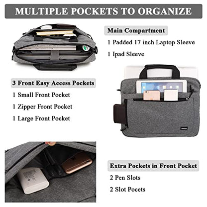 RAVUO Laptop Bag for Men, Water Resistant 17inch Laptop Messenger Shoulder Bag Business Satchel Briefcase with Adjustable Shoulder Strap Grey - color: 17inch--grey