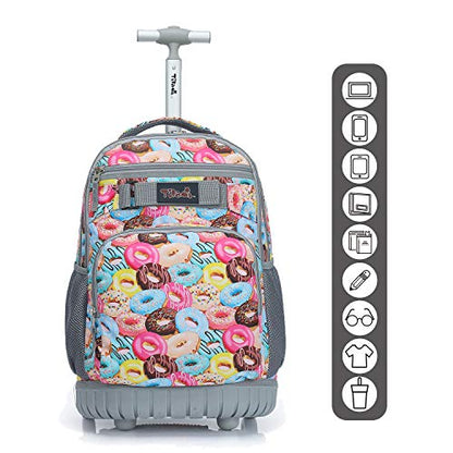 Tilami Rolling Backpack 19 inch with Lunch Bag Wheeled Laptop Backpack, Doughnut - color: Doughnut