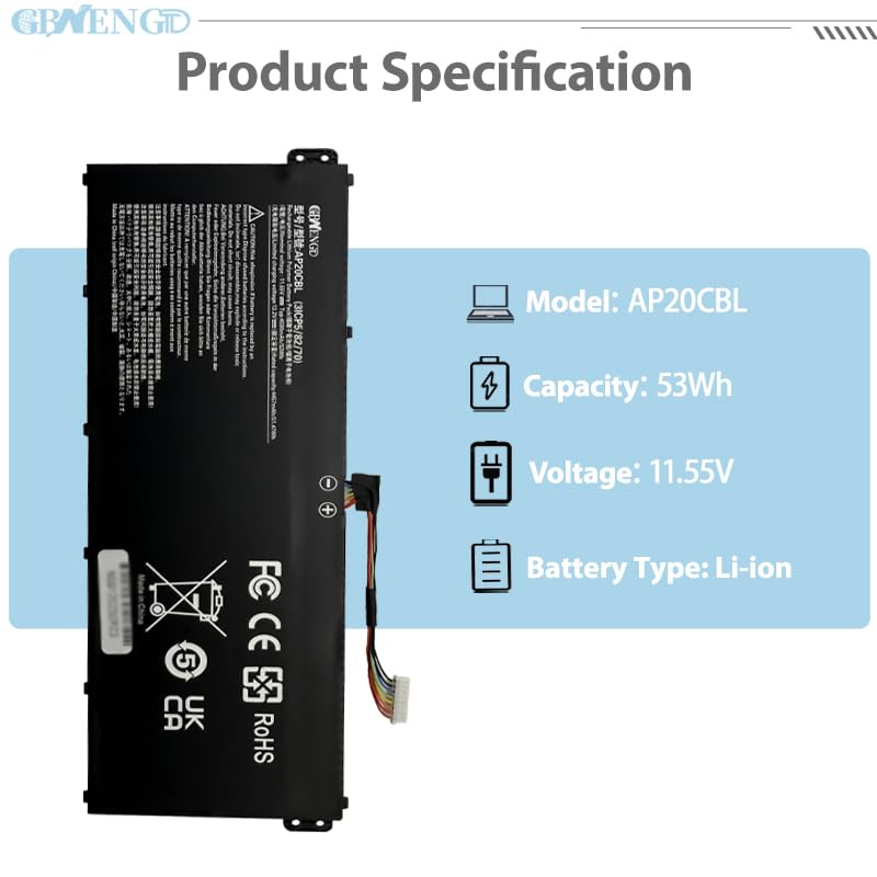 AP20CBL Laptop Battery Replacement for Swift 3 SF314-43 SF314-511 Aspire 5 A515-45 A515-46 A515-56 Aspire 7 A715-43G TravelMate Spin B3 TMB311RNA-32 Vero AV15-51 KT.0030B.002