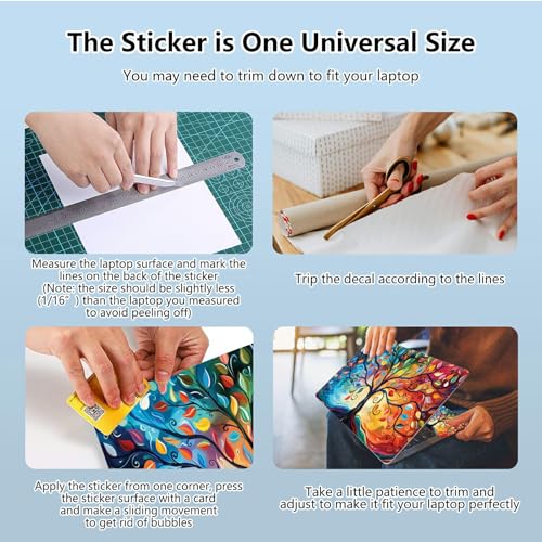 Universal Laptop Skin Sticker with 2 Wrist Pad Skins, Waterproof Scratch Resistant Vinyl Laptop Cover Decal, Cut to Fit for 11–15.6 Inch MacBook HP Dell Lenovo, Elegant Colorful Tree - color: Elegant Colorful Tree