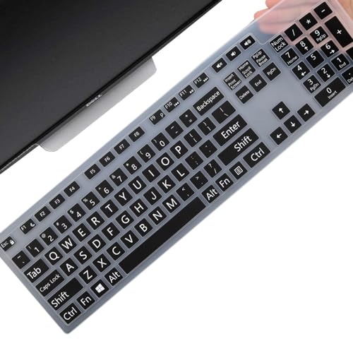Large Print Keyboard Cover for Dell KM636 KB216 KB216t KB216d KB216p Wired & Wireless Keyboard, Dell Optiplex 5250 3050 3240 5460 7450 7050, Dell Inspiron Desktop 24" 27" 5400 5490 7790 3475 3670 - color: BK