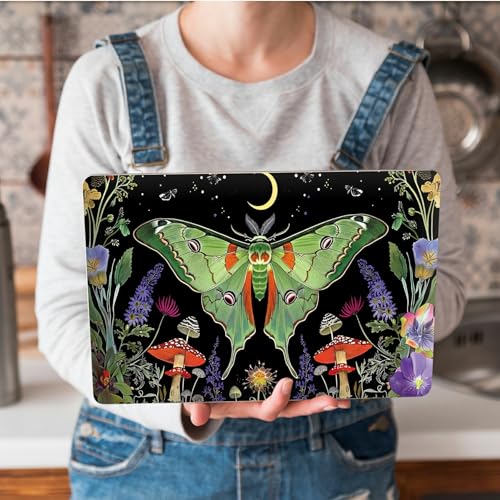 Universal Laptop Skin Sticker with 2 Wrist Pad Skins, Waterproof Scratch Resistant Vinyl Laptop Cover Decal, Cut to Fit for 11–15.6 Inch MacBook HP Dell Lenovo, Green Moth Moon - color: Green Moth Moon