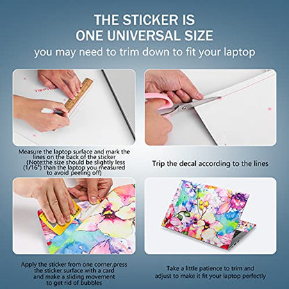 icolor Laptop Skin Sticker Decal 12 13 13.3 14 15 15.4 15.6 inch Personalized Universal Notebook Vinyl Skin Stickers Cover Art Decal Computer Protector (Flowers) - color: flowers