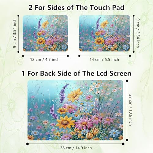 Laptop Skin Sticker Decal, Universal Reusable Vinyl Laptop Cover for 12" 13" 13.3" 14" 15" 15.4" 15.6" Notebook PC, Reusable Waterproof Scratch-Resistant with 2 Wrist Pads,Colourful Wildflowers Floral - color: Colourful Wildflowers Floral