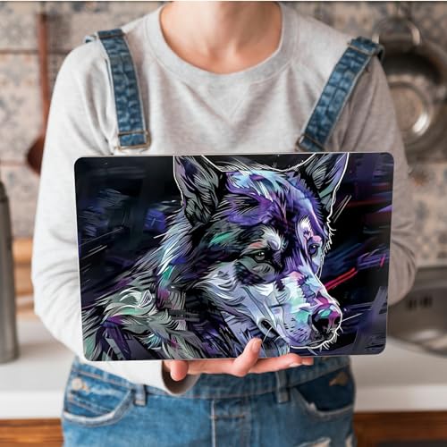 Universal Laptop Skin Sticker with 2 Wrist Pad Skins, Waterproof Scratch Resistant Vinyl Laptop Cover Decal, Cut to Fit for 11–15.6 Inch MacBook HP Dell Lenovo, Art Wolf - color: Art Wolf