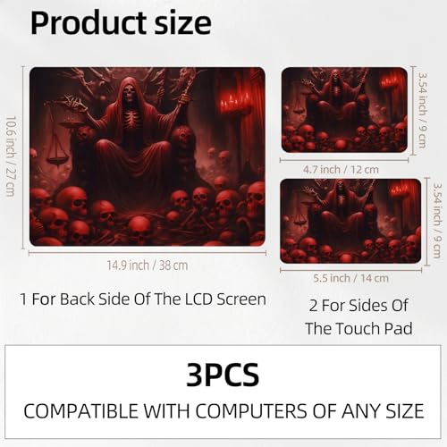 Dark Reaper Throne of Skulls Universal Laptop Skin Sticker 3PCS, Protective Decal Trim-to-Fit 11.6" 13.3" 14" 15.6" Laptop Vinyl Cover, Removable Anti-Scratch Computer Decal Protector - color: Dark Reaper Throne of Skulls
