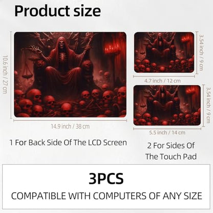 Dark Reaper Throne of Skulls Universal Laptop Skin Sticker 3PCS, Protective Decal Trim-to-Fit 11.6" 13.3" 14" 15.6" Laptop Vinyl Cover, Removable Anti-Scratch Computer Decal Protector - color: Dark Reaper Throne of Skulls