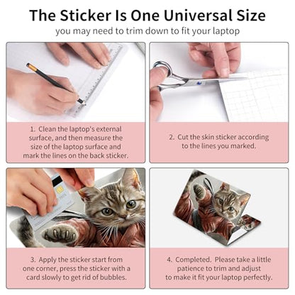 Laptop Skin Sticker 3-Piece Set,Cute Cats | Trim-to-fit 3-piece vinyl set with one 15 x 10.6 in lid skin and two palm-rest decals for many 12-15.6 in laptops - color: Cute Cats