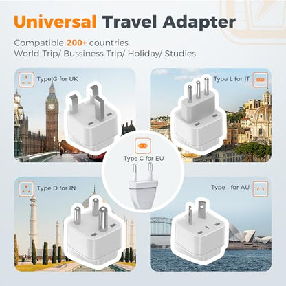 TESSAN 600W Pure Sine Wave 220V to 110V Voltage Converter US to Europe | Universal Travel Adapter, 4 USB Ports, PD 35W QC 30W, EU/UK/AU/IT/India Plug Power Converters, Step Down Transformer