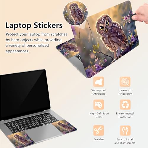 Laptop Skin Sticker Decal 15.6 Inch,12 13 13.3 14 15 15.6 in Laptop Netbook Skins for Notebook,Art Decal Removable Waterproof Scratch Resistant,Universal Vinyl Cover,Cute Owl Baby - color: Cute Owl Baby