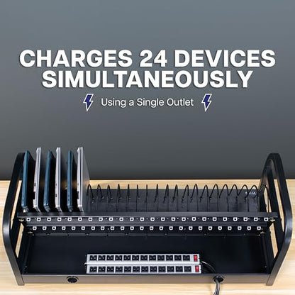 VIVO 24-Bay Laptop and Tablet Open Charging Station, Multi Device Charging Organizer, Chromebook Charging Station for Classroom, Devices up to 14 inches, Black, STAND-LAPC24 - size: 24-Bay