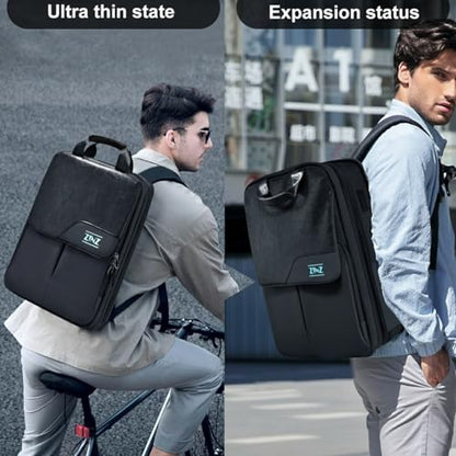 Slim & Expandable Laptop Backpack 15.6 16 17 inch Travel Business Backpack Water-Resistant Daypack for Men and Women，Black - color: Black