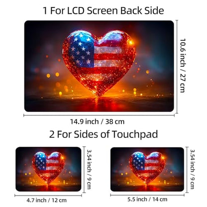 Universal Laptop Skin Sticker Decal, 12"-15.6" Aesthetic Vinyl Wrap, American Flag Heart Waterproof Notebook Cover Art Protector for MacBook HP Dell Lenovo, Fits 13" 14" 15" 15.6" - color: American Flag Heart