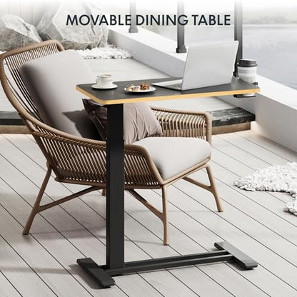 FLEXISPOT H7 Adjustable Overbed Bedside Table with Wheels Pneumatic Mobile Standing Desk Laptop Desk Rolling Computer Cart Movable Overbed Tables Hospital Home Use(27.6" W x 15.7" D, Black Maple) - color: Black Maple, size: Small