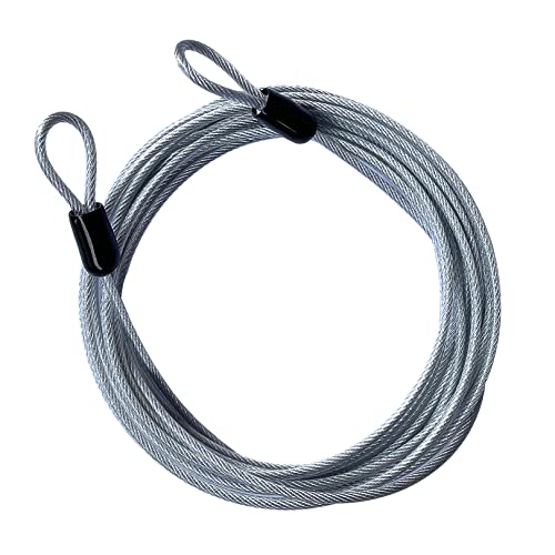 GOMRQING 30FT 3mm Outdoor Travel Long Security Cable Lock,Braided Steel Coated Safety Cable Luggage Lock,Safety Cable Wire Rope Double Loop Lightweight (1 Pack) - size: 30FT-1 Pack