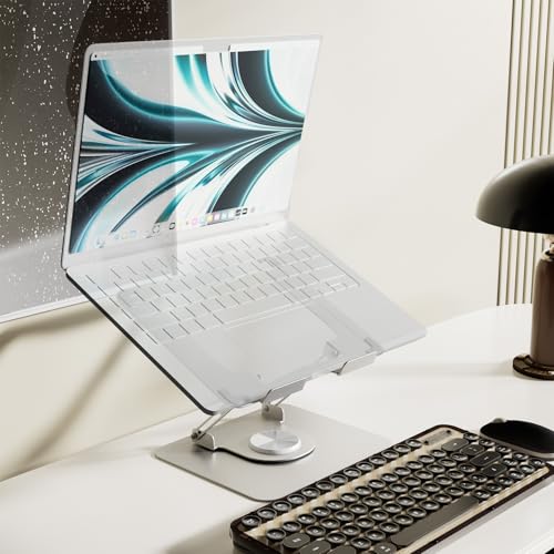Adjustable Laptop Stand for Desk,Portable Laptop Holder with 360° Rotating Base,Ergonimic Foldable Laptop Riser, Compatible with MacBook Air/Pro,HP,Dell,Lenovo and All Laptops(10-17 inch),White - color: White