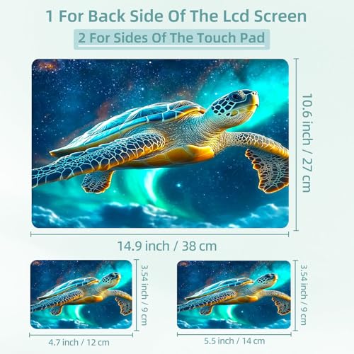 Universal Laptop Skin Decal, 3-Piece Vinyl Protector for 12 13 14 15.6" Notebook, Waterproof Anti-Scratch, Easy Trim & Bubble-Free Finish, Sea Turtle Soaring in Cosmic Sky - color: Sea Turtle Soaring in Cosmic Sky