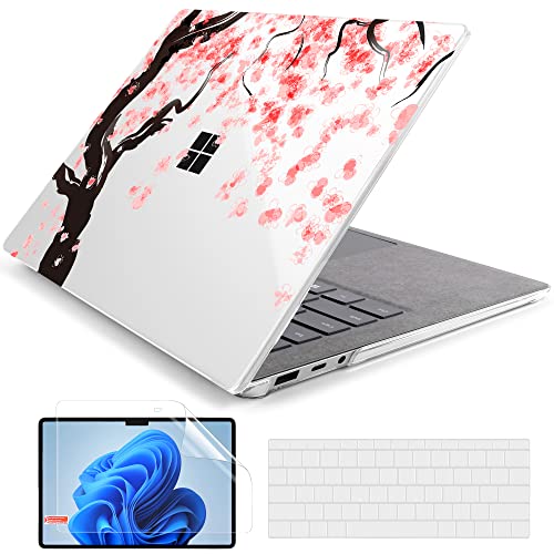 Batianda Case for 13.5" Microsoft Surface Laptop 5 4/3 with Alcantara Palm Rest Model 1950/1867, Designed Clear Protective Plastic Hardshell & Keyboard Cover & Screen Protector, Cherry Blossoms - color: Cherry blossoms, size: with Alcantara Palm Rest