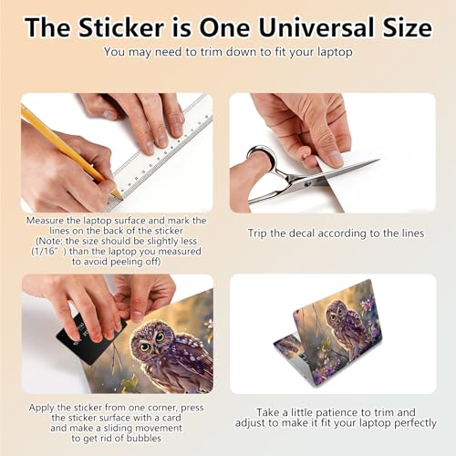 Laptop Skin Sticker Decal 15.6 Inch,12 13 13.3 14 15 15.6 in Laptop Netbook Skins for Notebook,Art Decal Removable Waterproof Scratch Resistant,Universal Vinyl Cover,Cute Owl Baby - color: Cute Owl Baby