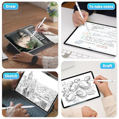 Stylus Pen for iPad 2025-2018 Faster Charge Apple Pencil with Tilt Sensitivity & Palm Rejection & Magnetic Compatible iPad 11/10/9/8/7/6, Pad Air 3/4/5, Pro 12.9"/11", Mini 6/5, M2/M4 White - color: White