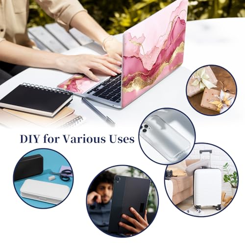 Universal Laptop Protective Skin,Trim-to-Fit Vinyl Sticker for 13–16 Inch Laptop,MacBook,Tablet & Notebook,Scratch-Proof Waterproof Cover,Pink Gold Marble - color: Pink Gold Marble